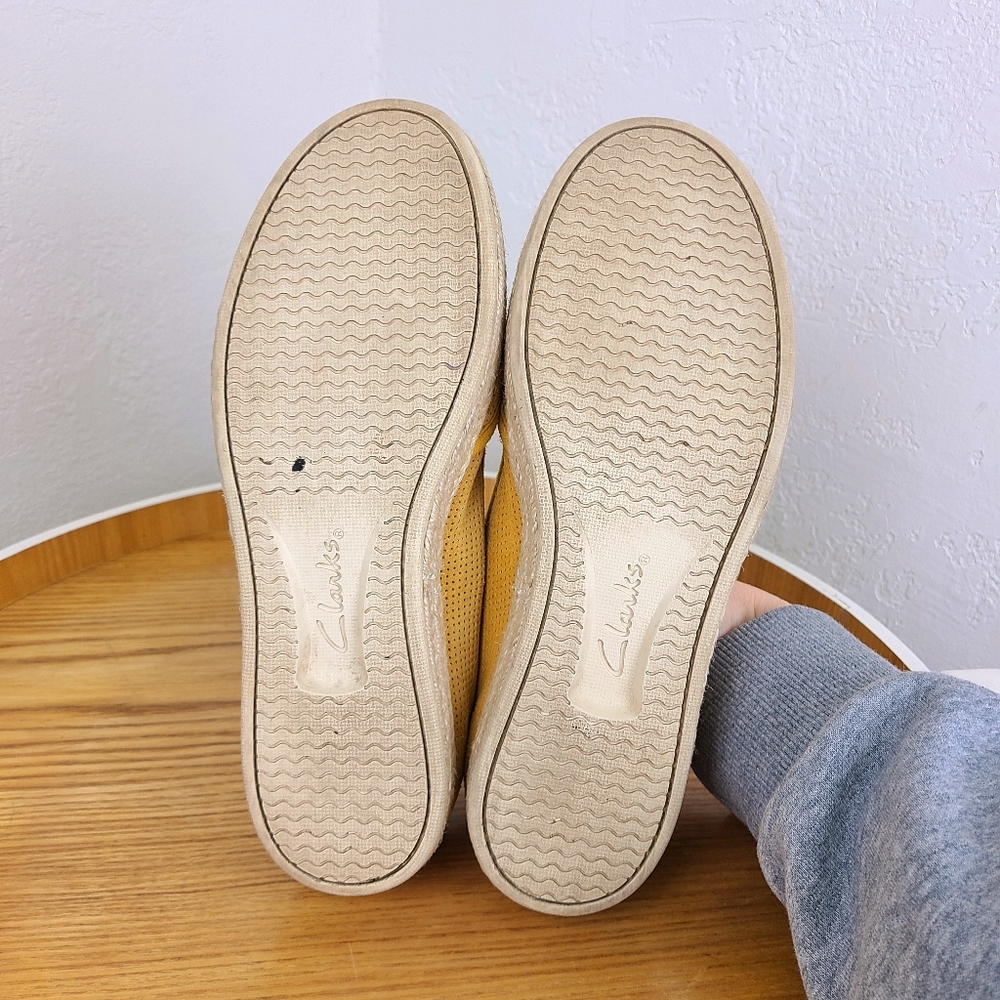 Clark's Azella Yellow Perforated Suede Espadrille Sneakers - Picture 6 of 10
